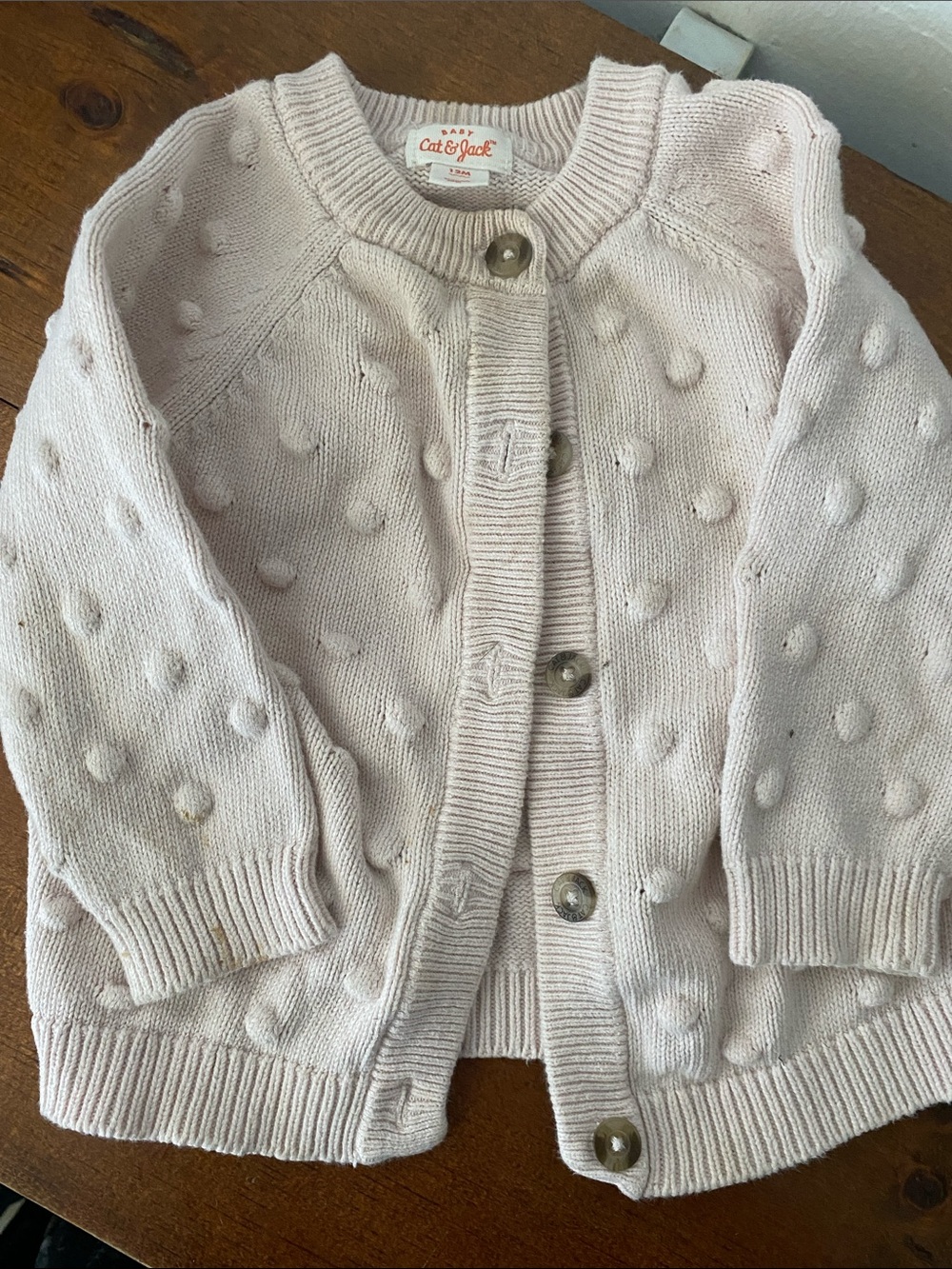 Cat & Jack Light Pink Pom-Pom Knit Cardigan